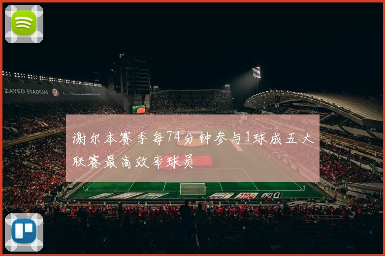 谢尔本赛季每74分钟参与1球成五大联赛最高效率球员